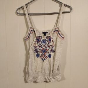 5/$10 EUC American Eagle embroidered boho tank top